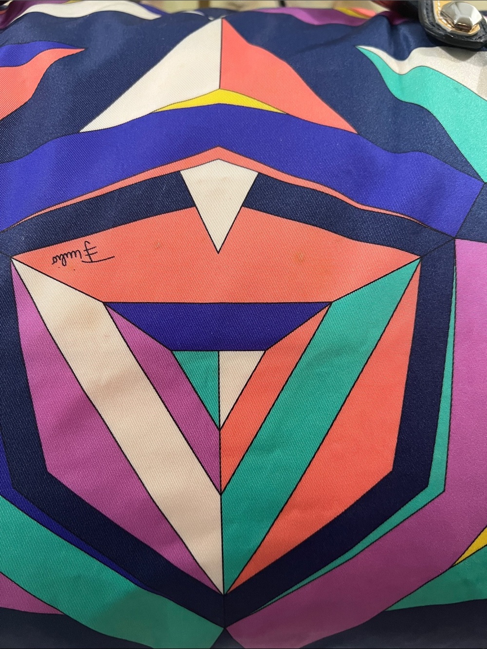 Emilio Pucci Multicolor Geometric Tote - Blue, Pink & Teal - Travel Bag - Picture 4 of 17